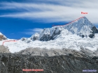 Po oddychovom dni nás čaká prvý peruánský vrchol Pisco, na ktorý chceme vystúpiť normálkou západným hrebeňom (fotené 14.5.2018 sponad chaty Peru)