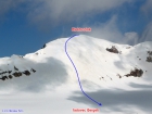 Východný svah Elektrozink ponúka príjemnú aklimatizačnú túru spojenú s nenáročnou lyžovačkou (fotené 9.6.2015 z Ortsveri)