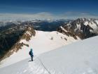Výhľady z hrebeňa tiahnuceho sa z Trianglu na Mont Blanc du Tacul