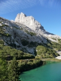 Lago di Fedaia a veže Sasso delle Undici, Dolomity